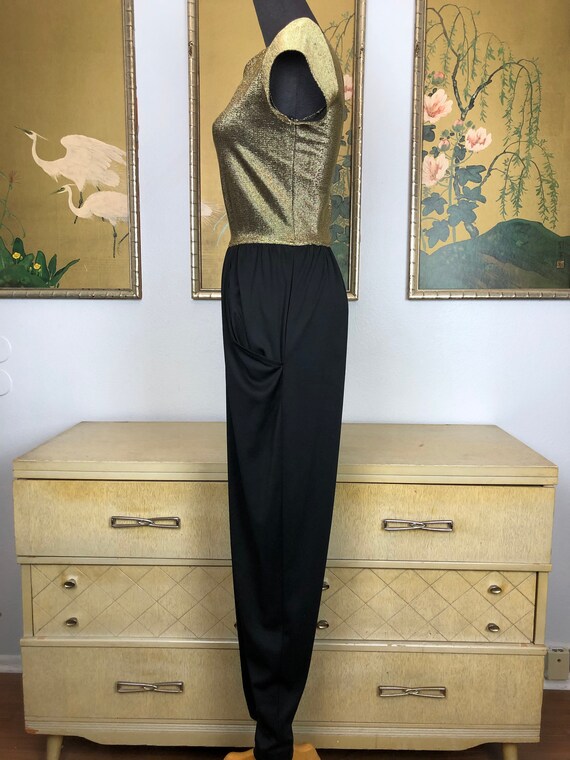 1980s Gold and Black Scoop Back Jumpsuit -- Wonde… - image 5