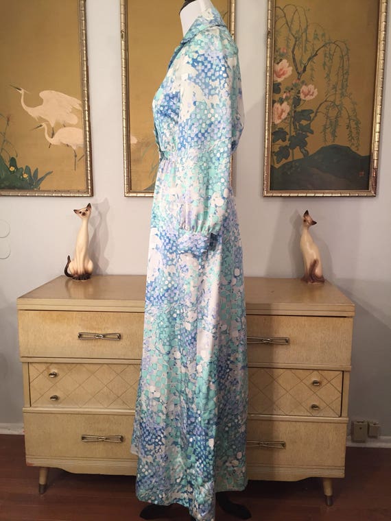 Vintage 1970s Abstract Print Maxi Dress -- Soft S… - image 3