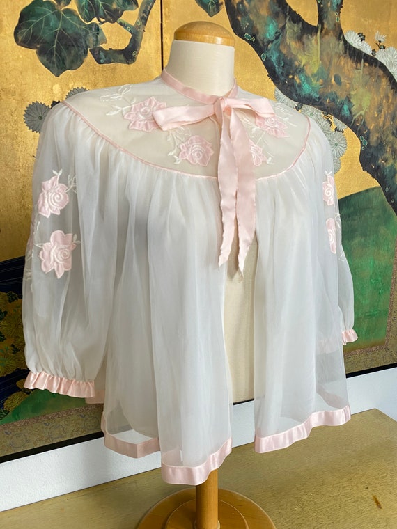 1950s Vintage Nylon Bed Jacket by Gotham Delicate … Gem
