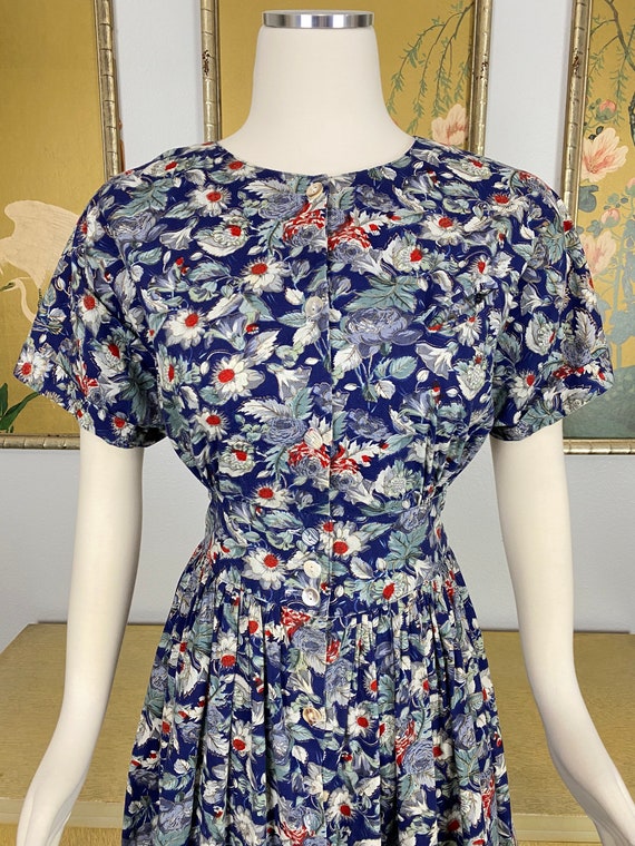 1980s 90s Vintage Cotton Floral Print Dress by Je… - image 3