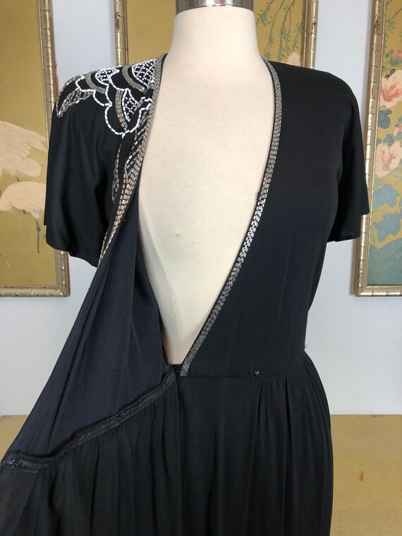 1970s does 1940s Vintage Beaded Wrap Dress -- Spa… - image 6