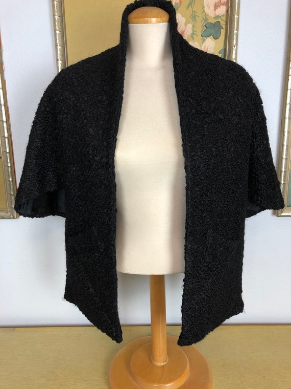 Cozy Woven Black Stole/Shrug -- Rich Black Woven … - image 2