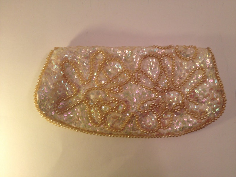 1950s Beaded and Sequined Bag by David's ImportFoldover Clutch image 5