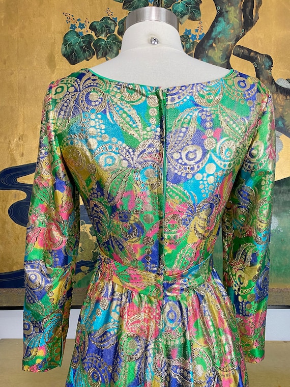 1960s Vintage Floor Length Brocade Evening Gown -… - image 9