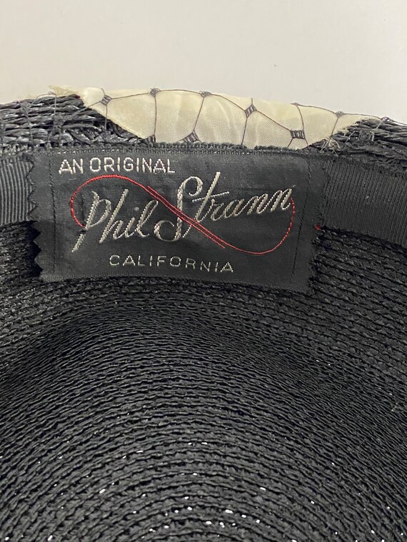 1960s Vintage Black Woven Hat by Phil Strann, Cal… - image 9