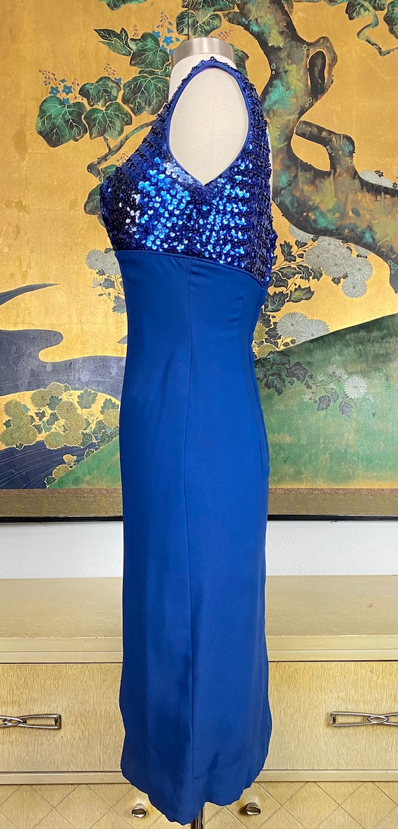 1960s Vintage Cobalt Blue Sequined Cocktail Dress … Gem