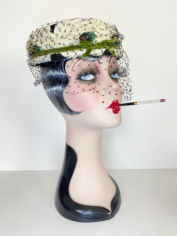 1960s Vintage Black Woven Hat by Phil Strann, Cal… - image 1