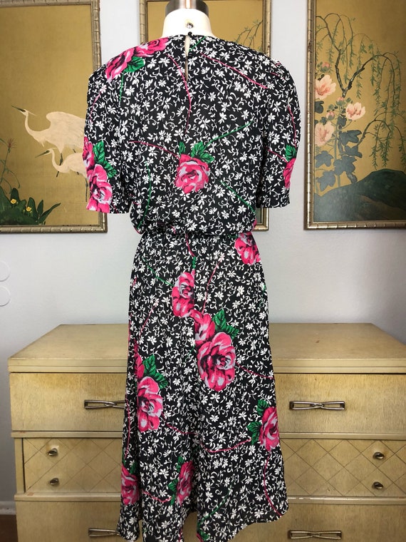 1990s Vintage Rose Print Dress by Joy Gordon -- S… - image 7