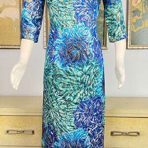 1960s Vintage Hawaiian Dress by Royal Hawaiian Vibrant Color Palette and Unique Design, Accented in Gold image 2