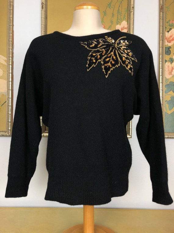 1980s Cozy Angora Blend Sweater -- Beautiful Sequ… - image 1