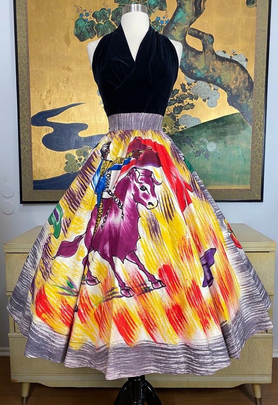 1950s Vintage Hand Painted and Signed Mexican Circ