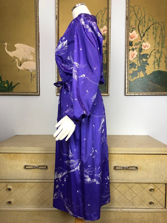 1970s Vintage Purple Floral Shirtwaist Dress By M… - image 5