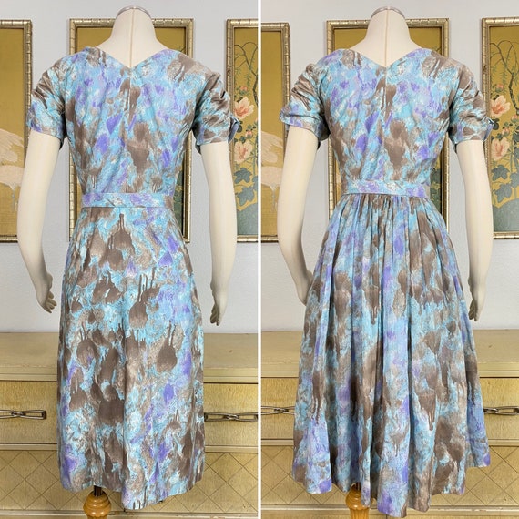 1950s 60s Vintage Watercolor Print Cotton Dress S… - image 10