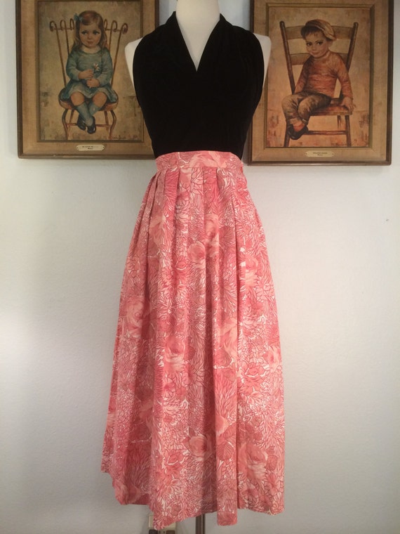 Vintage 1960s Soft Pink Floral Print Skirt--Delica