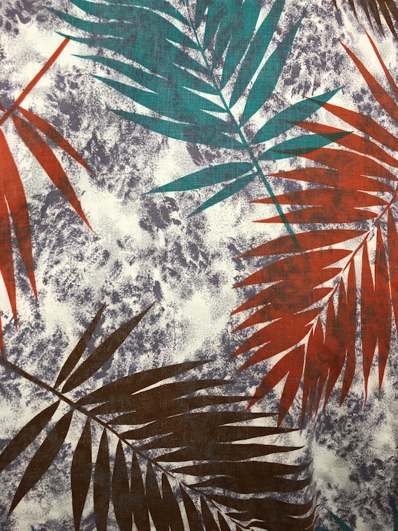 Vintage 1950s Tropical Leaf Novelty Print Circle … - image 4