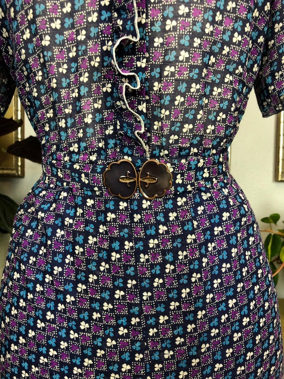 1970s Novelty Print Dress -- Darling Clover Print… - image 2