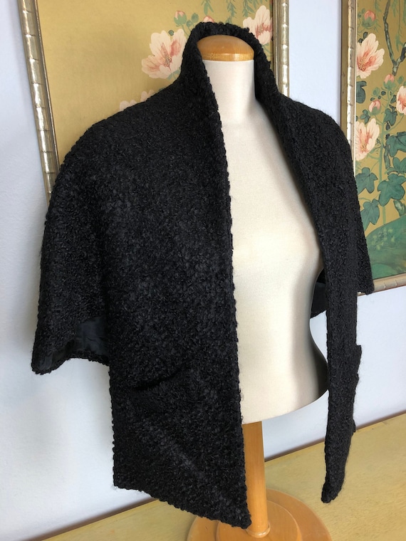 Cozy Woven Black Stole/Shrug -- Rich Black Woven … - image 1