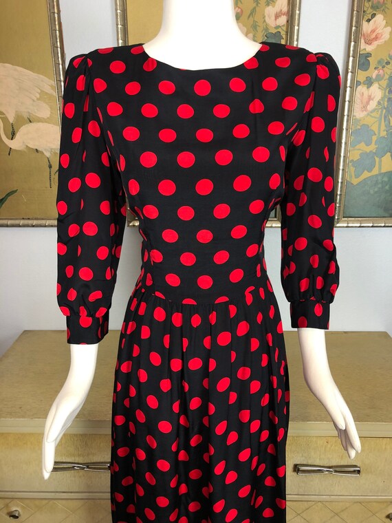 1980s Vintage Polka Dot Print Dress by Lanz Origi… - image 4