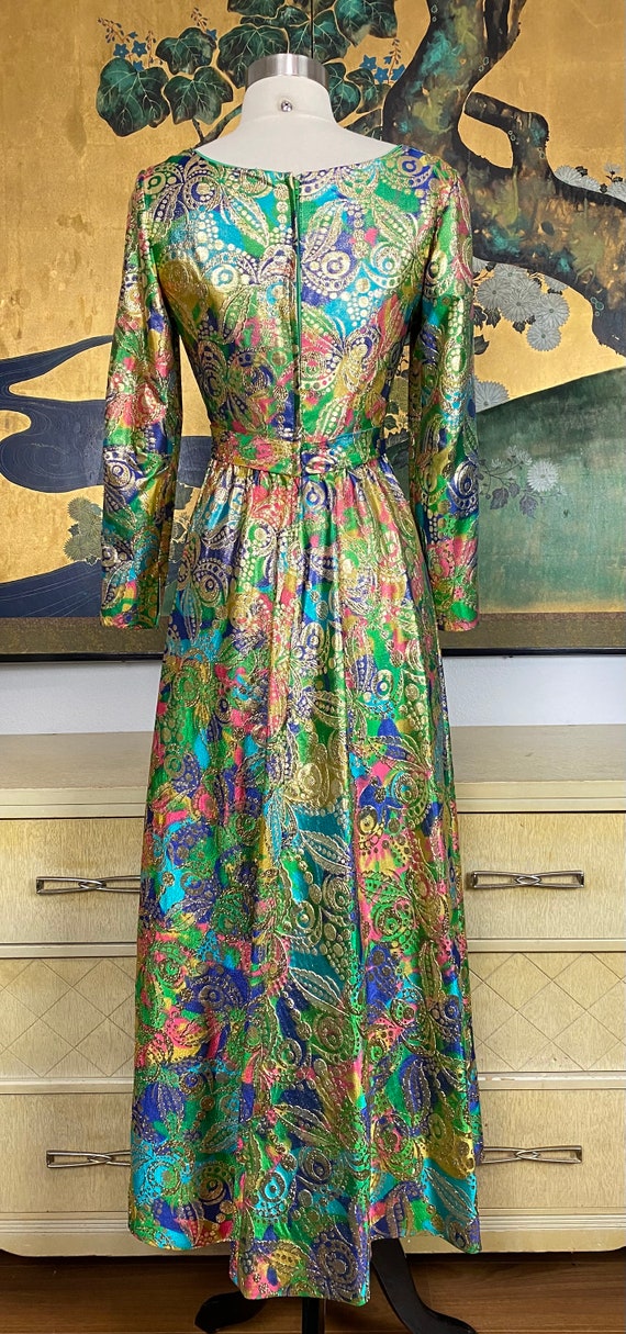 1960s Vintage Floor Length Brocade Evening Gown -… - image 10