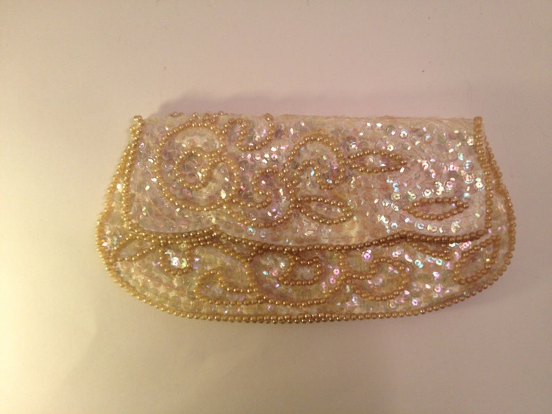 1950s Beaded and Sequined Bag by David's ImportFoldover Clutch image 1