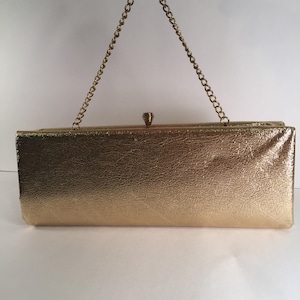 Vintage 60er Jahre Abendtasche -- Gold Kunstleder Finish