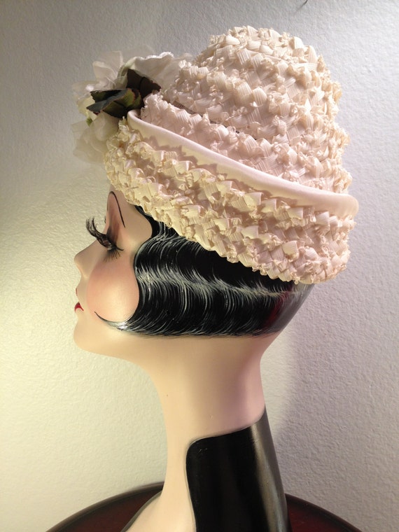 1960s Unique Woven Hat -- Coiled Confection with F