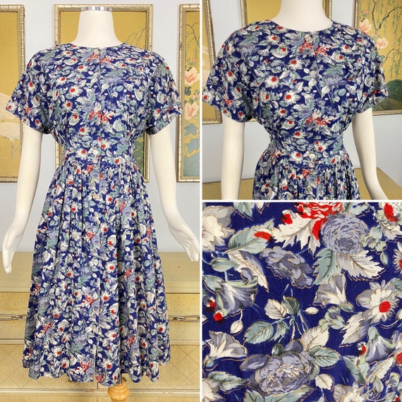 1980s 90s Vintage Cotton Floral Print Dress by Je… - image 1