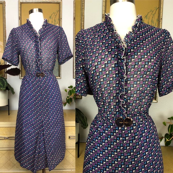 1970s Novelty Print Dress -- Darling Clover Print… - image 1