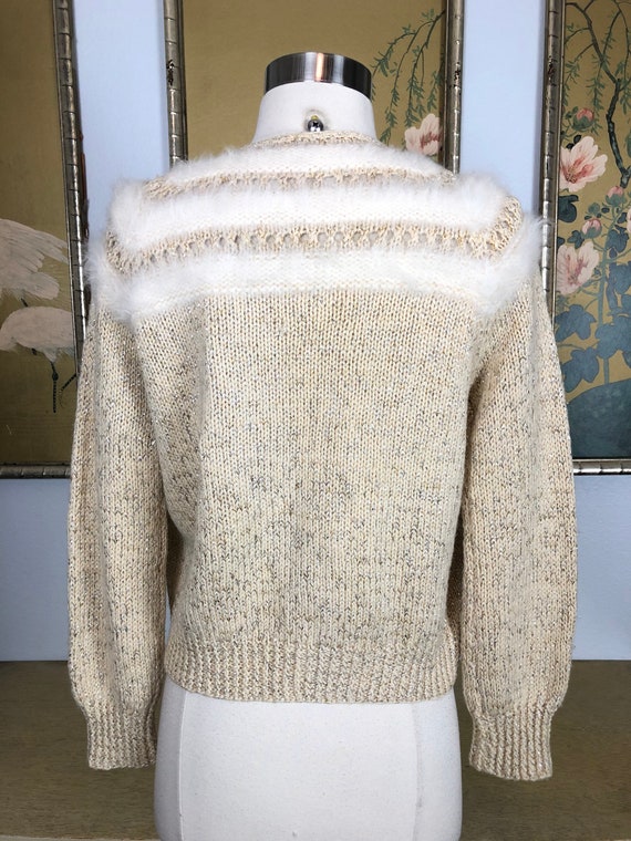 1950s Lurex Knit Cropped Cardigan Sweater with An… - image 7