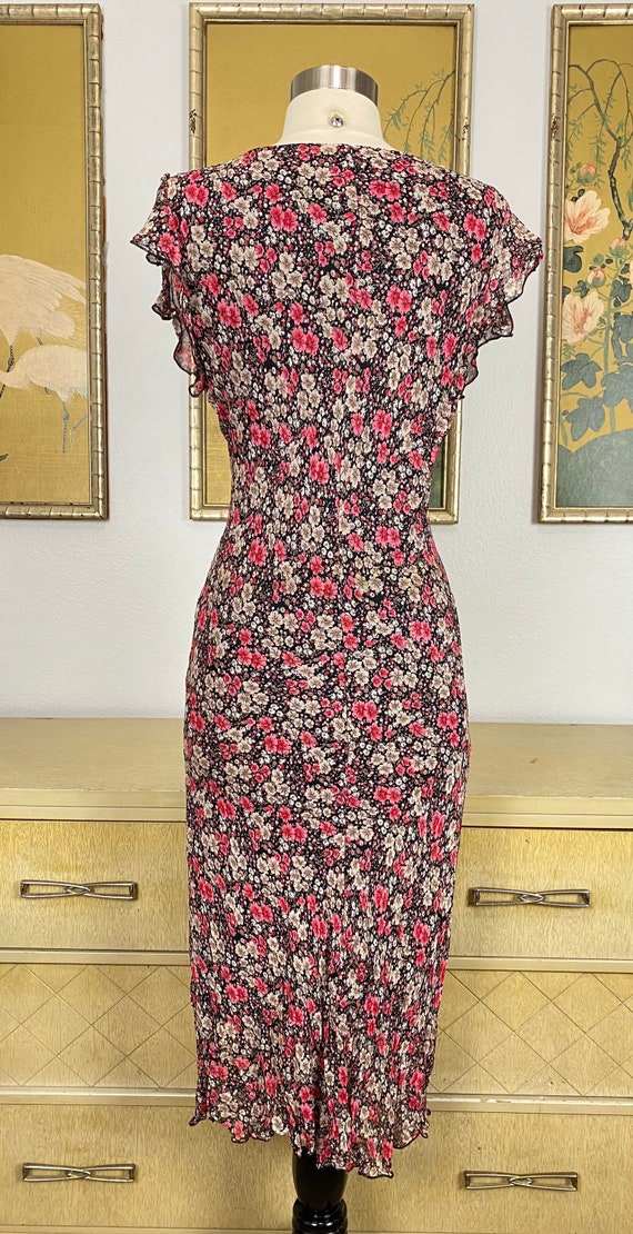 1990s Vintage Rayon Dark Floral Print Dress by Ap… - image 8