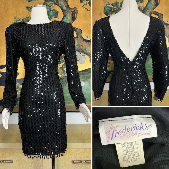 fredericks of hollywood sequin dress Vintage Y2K Fredericks Of Hollywood Velvet Sequin Mini Dress Size 7 Royal Blue