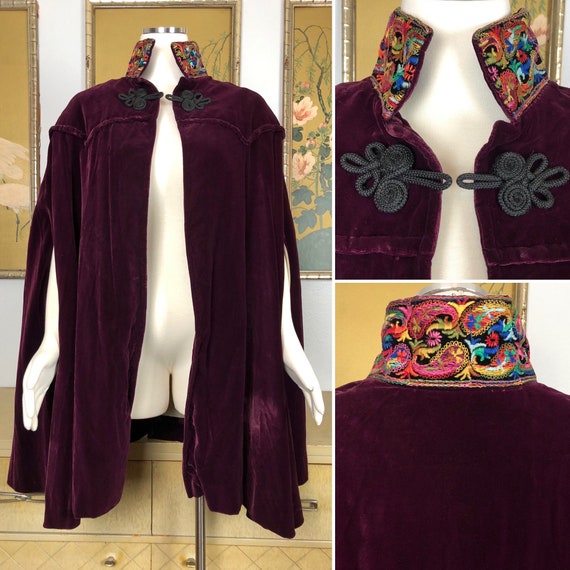 1970s 80s Vintage Purple Velvet Cape, OHM! by Ivan