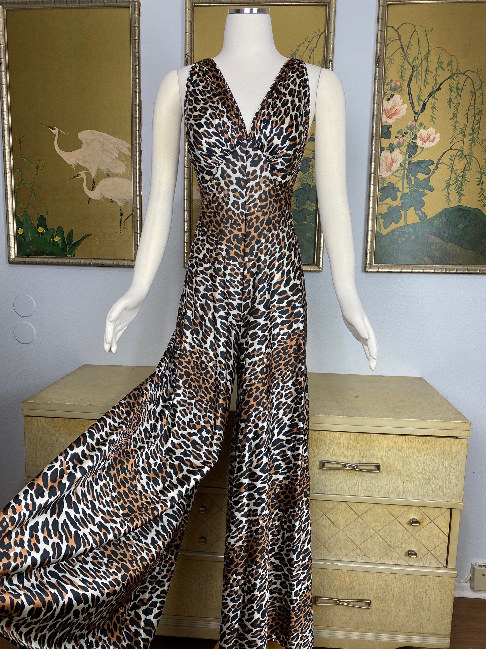 1970s Vintage Vanity Fair Leopard Palazzo Pant Jumpsuit | Etsy