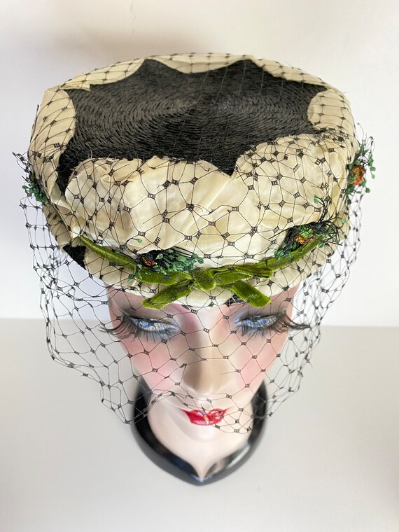 1960s Vintage Black Woven Hat by Phil Strann, Cal… - image 3