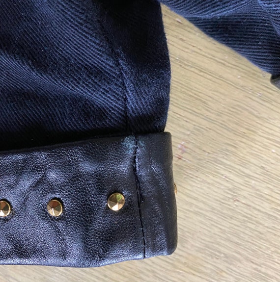 1980s 90s Vintage Black Denim and Leather Shorts … - image 6