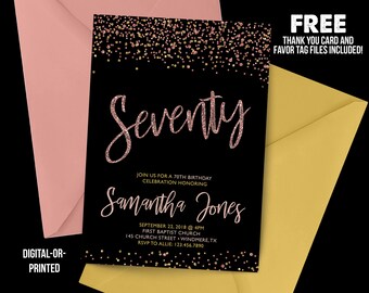 70th birthday invite etsy