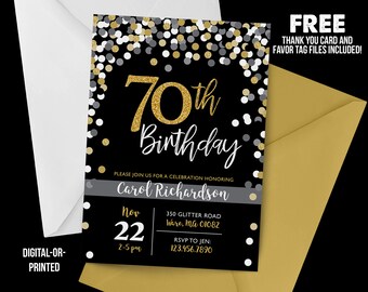 70th Birthday Invite Etsy
