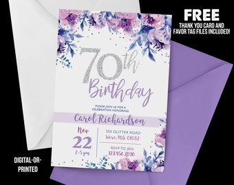70th birthday invite etsy