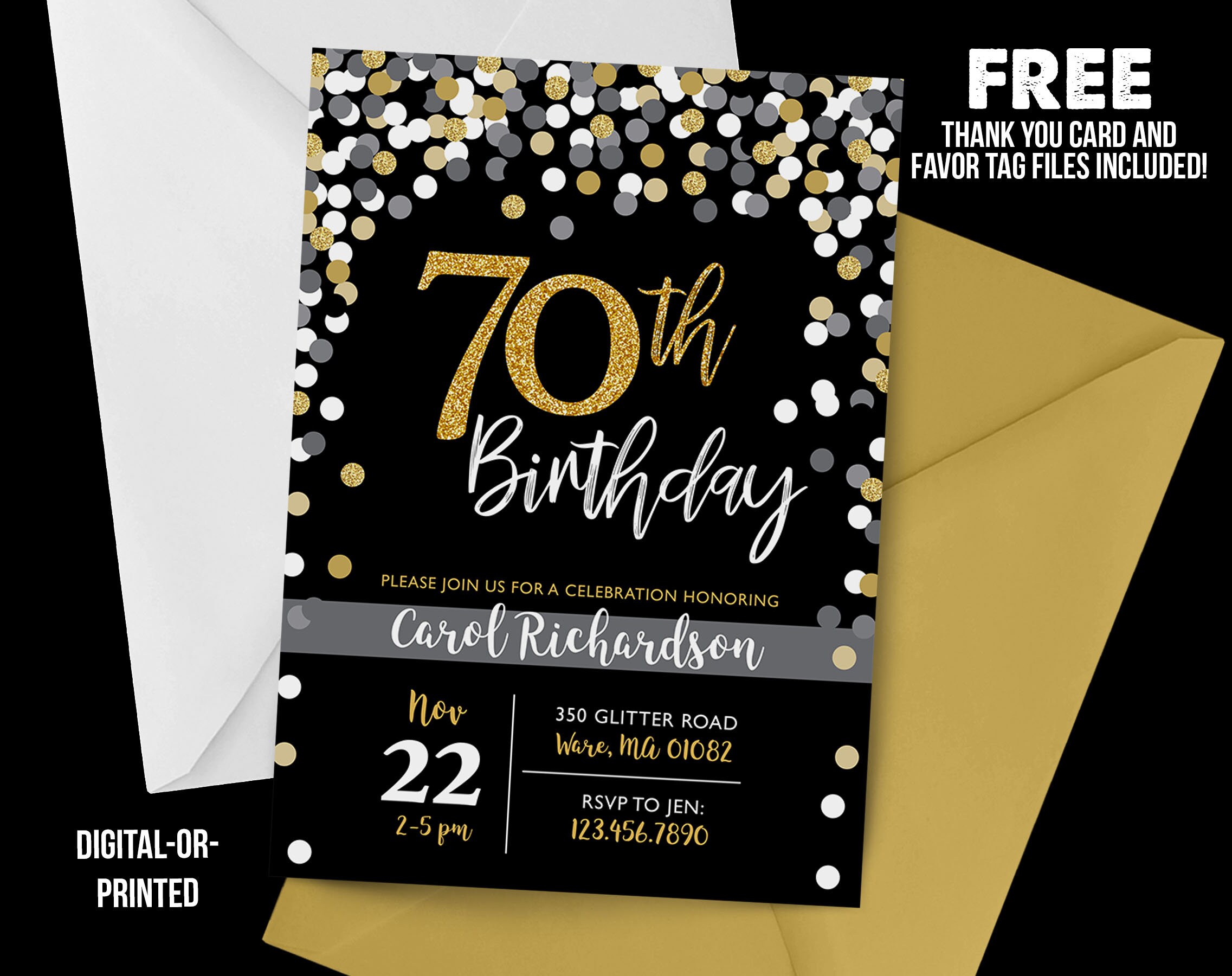 70th birthday invitation 1948 70th Chalkboard Confetti | Etsy