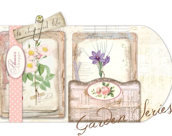 Junk Journal Kit, Vintage, Botanical Folio, Pocket, Loaded Envelope, Printable, Ephemera, Portfolio, Paper, Insert, Scrapbook, Download