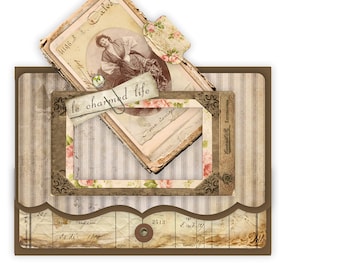 Ephemera Gypsy Journal Pages, Grungy Paper, Boho, Digital Photo Folio, Junk Journal Pages, Craft Paper Pages, Printable Ephemera