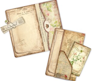 Digital Junk Journal, Pocket, Shabby Envelope, Printable Journal Kit, French Ephemera, Grungy Paper, Boho