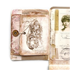 Vintage paspoort, Boho Betty Project, burlesque, cabaret, Digital Junk Journal, afdrukbare kit, magneetsluiting, zigeunerkoekje