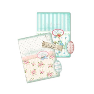 Shabby Chic, Rose, Junk Journal Kit, Stripes, Digital Mini Folders, Vintage, Ephemera, Printable, Journal Pockets