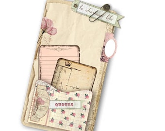 Printable Journal Pages Personal Planner Inserts Instant Download Vintage Grungy Collage