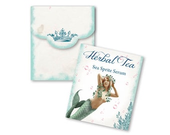 Printable Tea Bag Envelopes Mermaid Digital Collage Beach