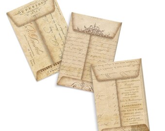 Junk Journal Envelopes, Shabby Chic, French Scrapbook
