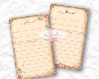 Rustic Vintage Inspired Antique Library and Printable Journal Cards