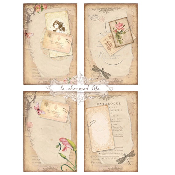 Aged Paper Digital Collage Vintage Ephemera - Etsy