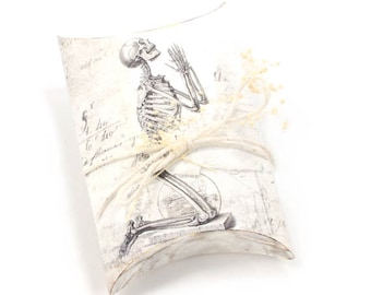 Halloween Pillow Box Skeleton Printable Halloween Favor Box Vintage Digital Collage Instant Download